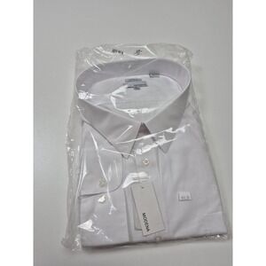 Modena Stout Dress Shirt Mens 22 34/35 White Big & Tall Relaxed Fit Long Sleeve